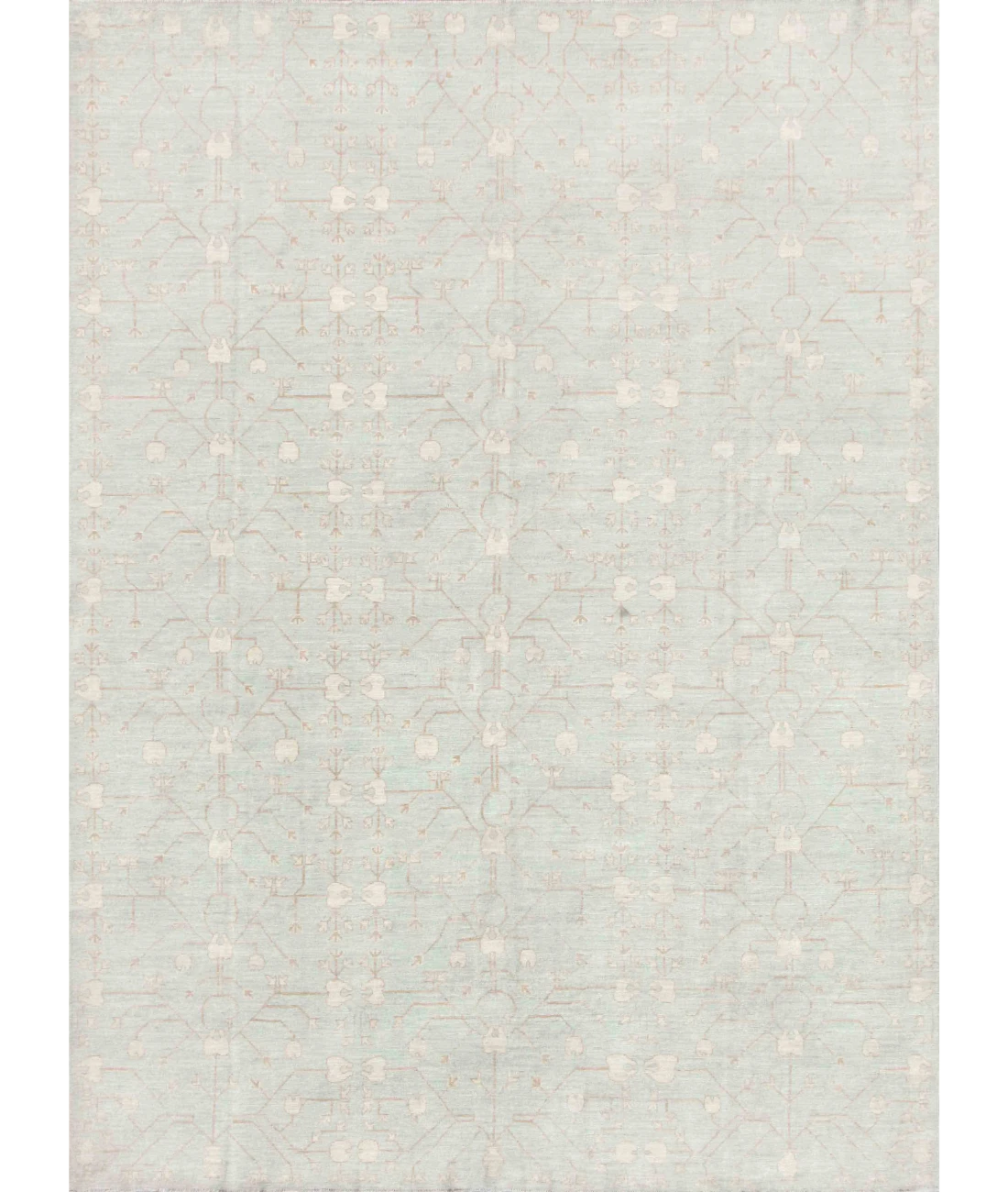 Hand Knotted Ziegler Wool Rug 9' 0" X 12' 1" 9' 0" X 12' 1" (274 X 368) / Teal / Ivory