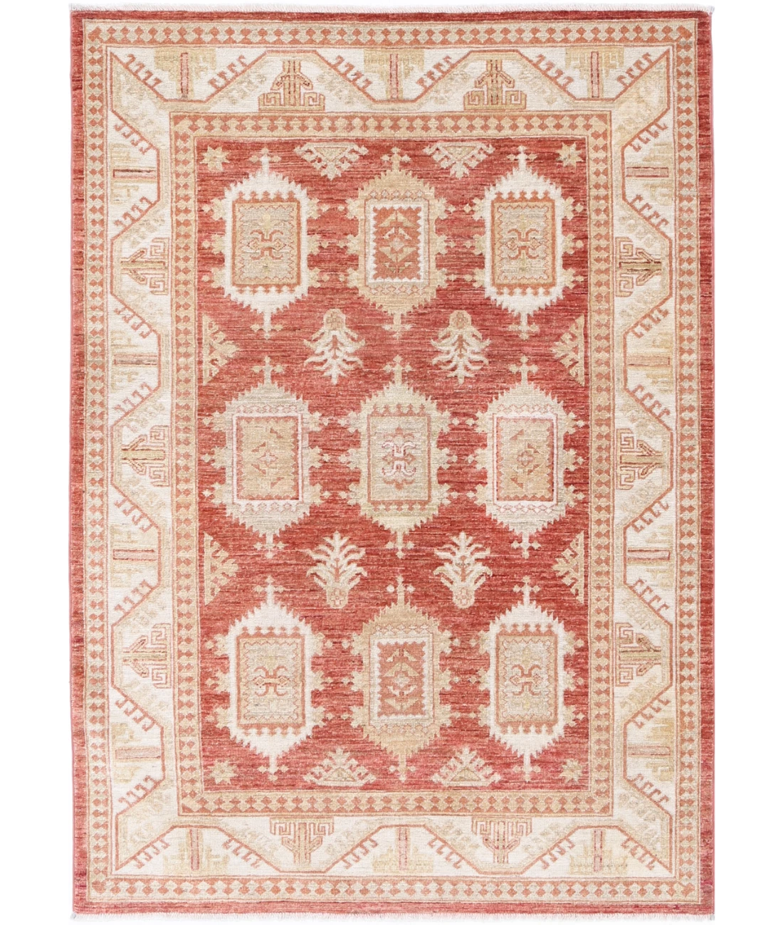Hand Knotted Ziegler Wool Rug 4' 2" X 6' 0" 4' 2" X 6' 0" (127 X 183) / Rust / Ivory