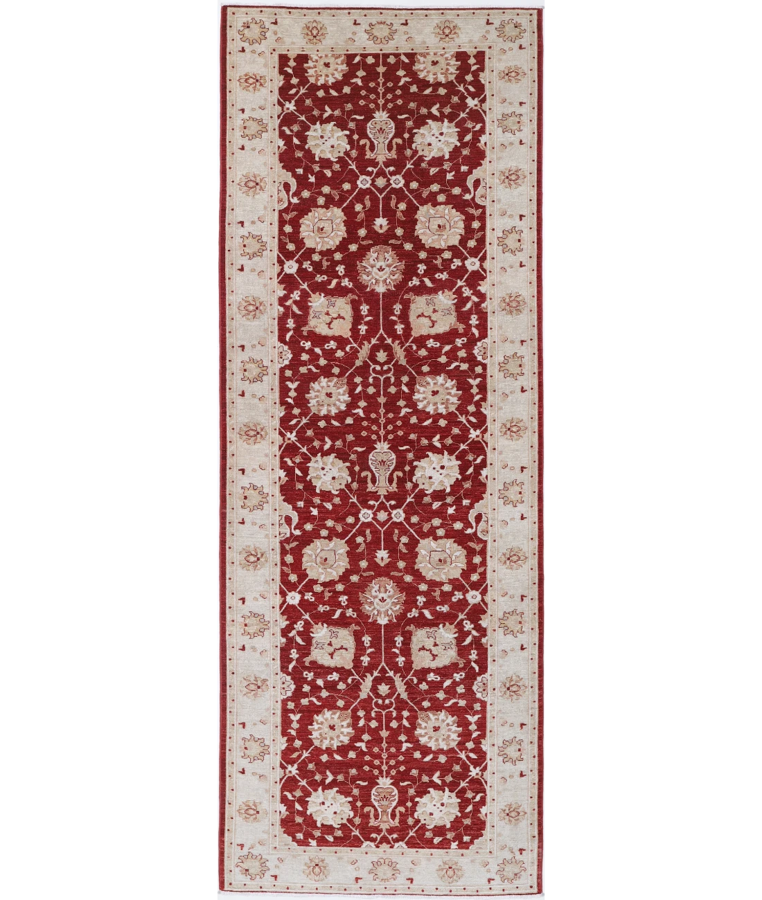 Hand Knotted Ziegler Wool Rug 4' 2" X 12' 7" 4' 2" X 12' 7" (127 X 383) / Red / Ivory