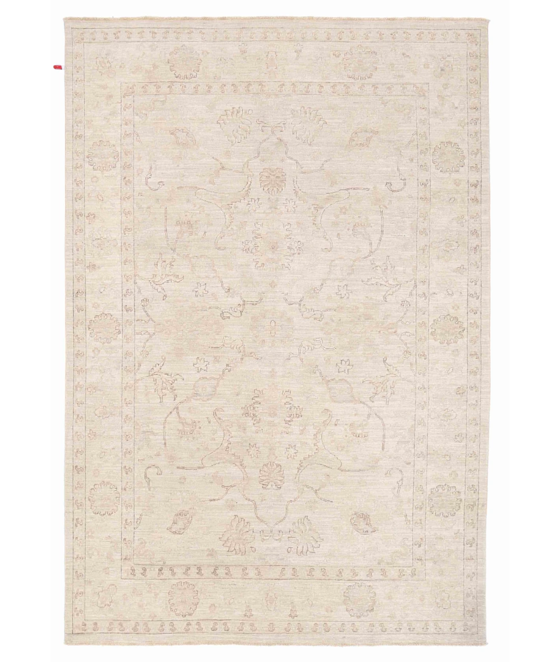 Hand Knotted Ziegler Wool Rug 6' 3" X 9' 3" 6' 3" X 9' 3" (191 X 282) / Ivory / Ivory