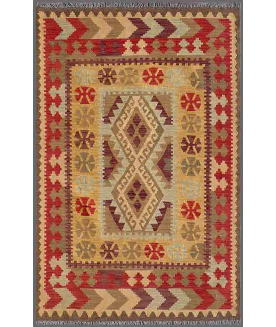 Hand Woven Maimana Kilim Wool Kilim  - 3&#39; 3&quot; X 4&#39; 11&quot;