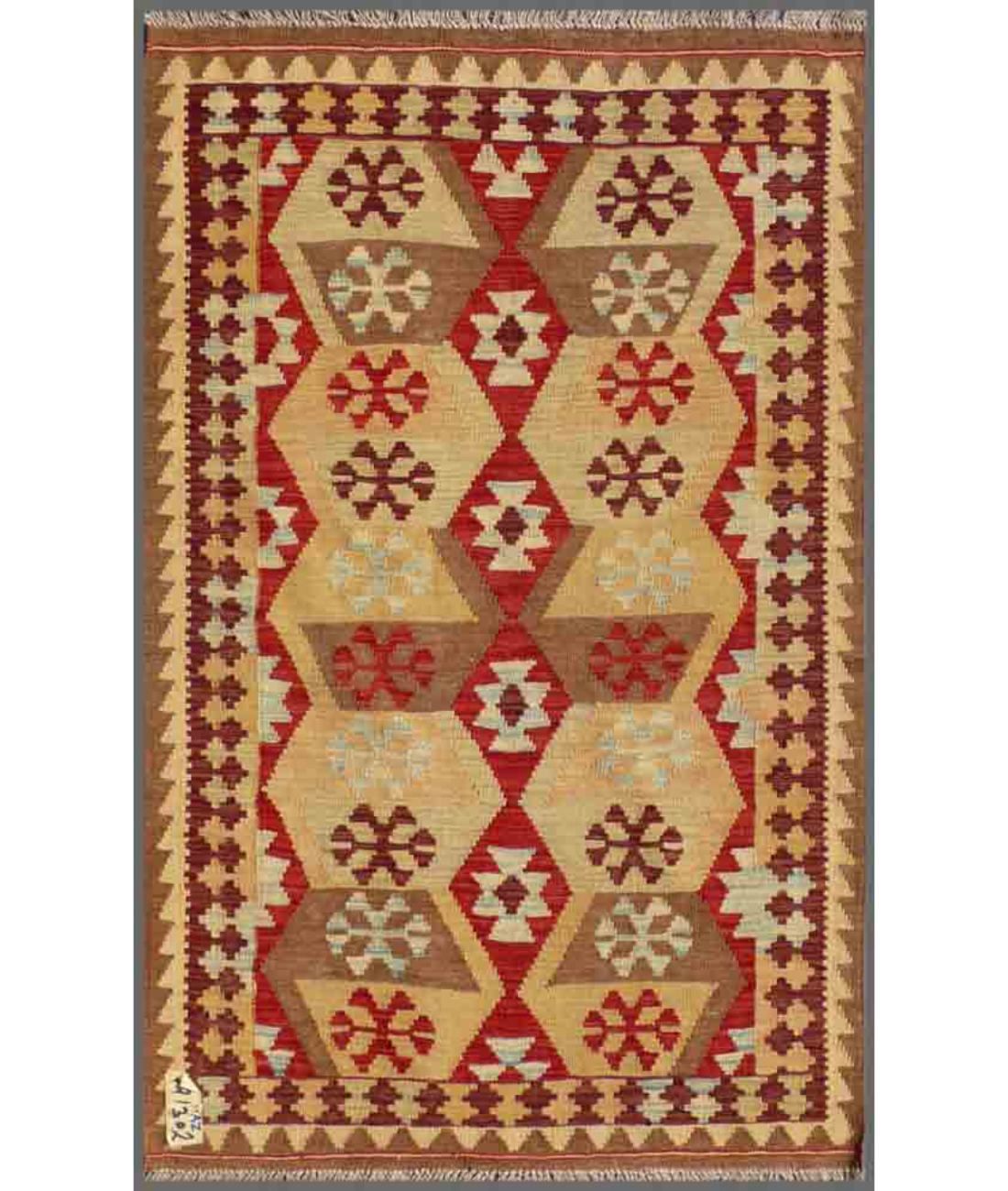 Hand Woven Maimana Kilim Wool Kilim  - 3&#39; 2&quot; X 4&#39; 11&quot;
