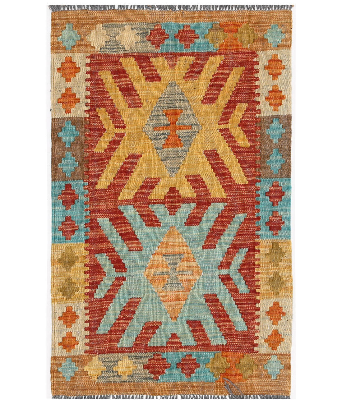 Hand Woven Maimana Kilim Wool Kilim  - 1&#39; 10&quot; X 2&#39; 11&quot;