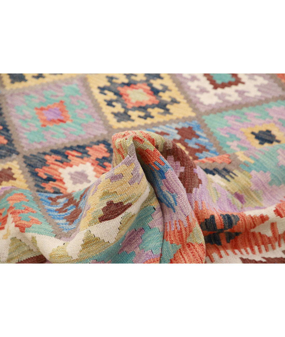 Hand Knotted Maimana Kilim Wool Kilim Rug - 6'6'' x 9'7'' 6'6'' x 9'7'' (195 X 288) / Multi / Multi