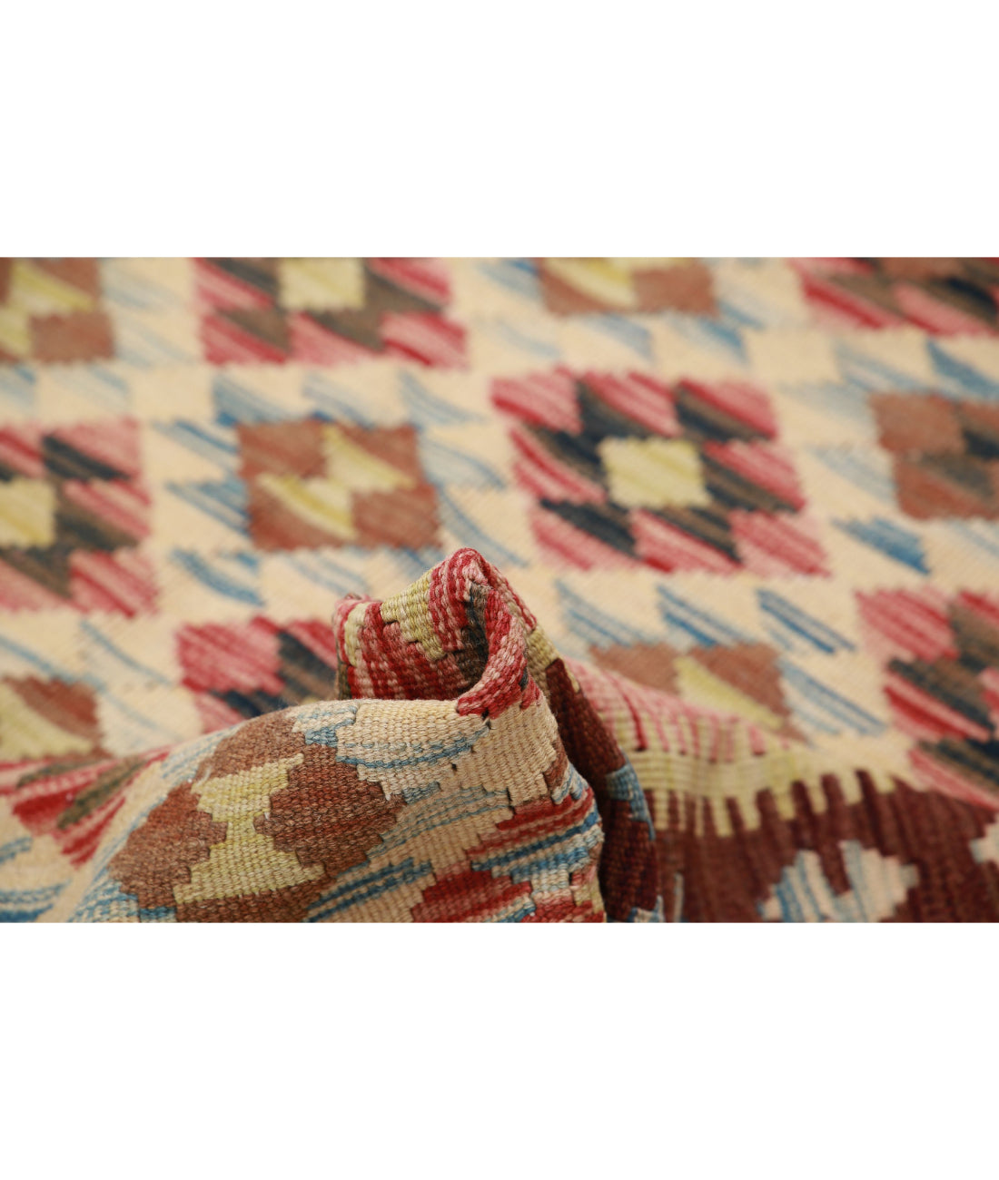 Hand Knotted Maimana Kilim Wool Kilim Rug - 4'8'' x 7'9'' 4'8'' x 7'9'' (140 X 233) / Red / Brown