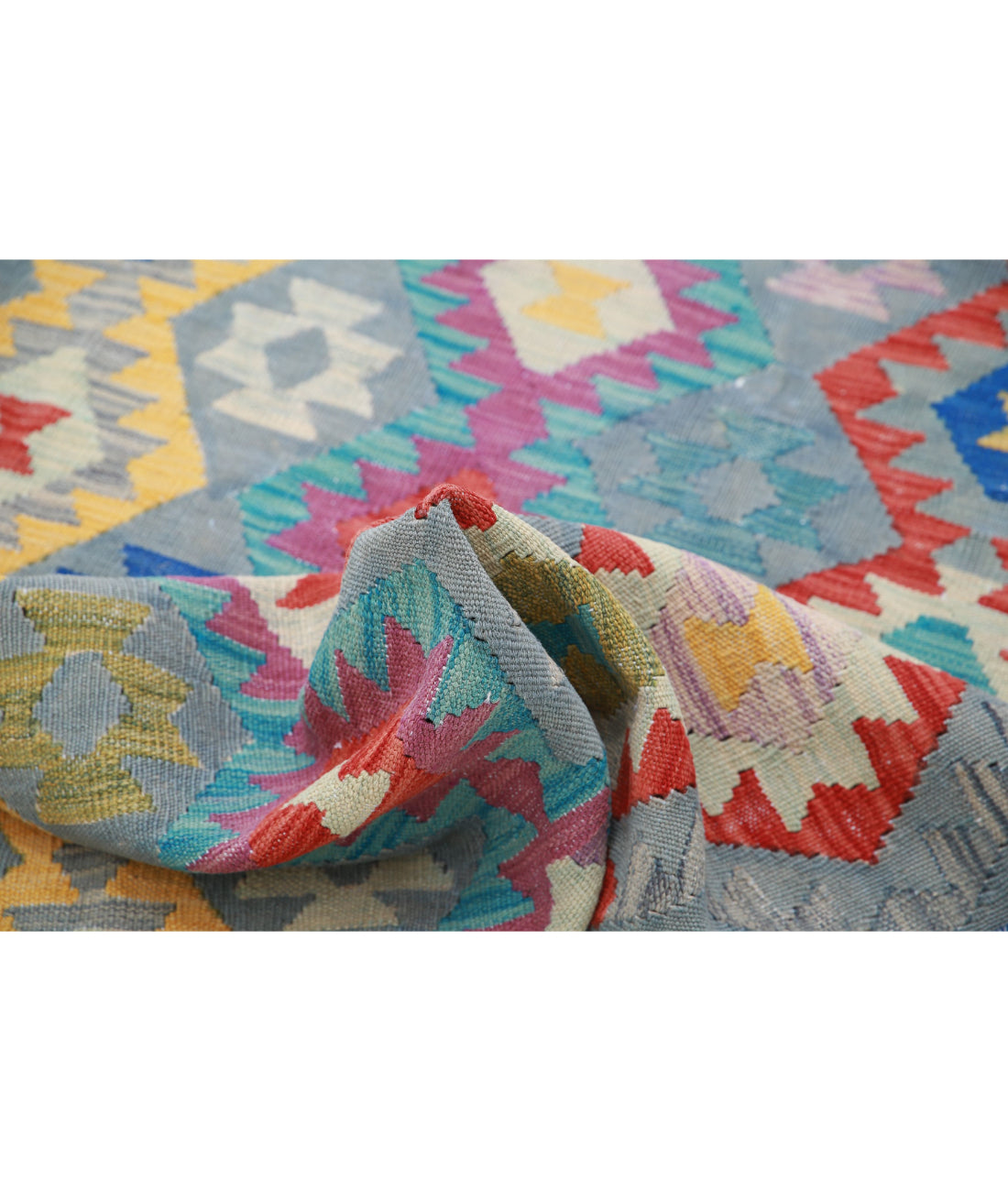 Hand Knotted Maimana Kilim Wool Kilim Rug - 5'5'' x 7'8'' 5'5'' x 7'8'' (163 X 230) / Multi / Multi