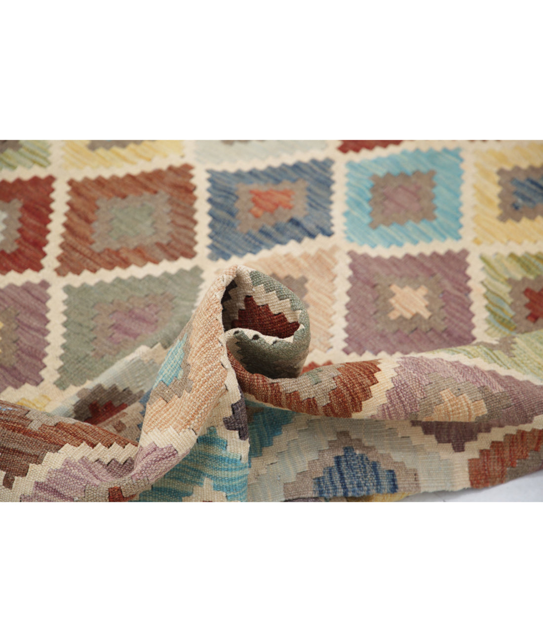 Hand Knotted Maimana Kilim Wool Kilim Rug - 4'7'' x 6'9'' 4'7'' x 6'9'' (138 X 203) / Multi / Multi
