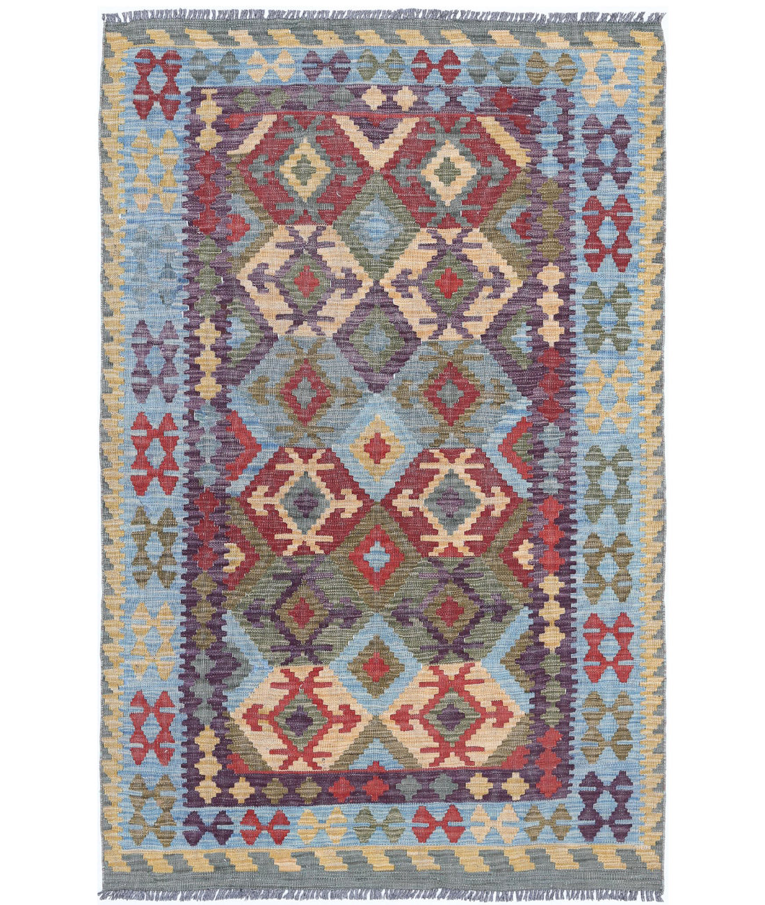 Hand Knotted Maimana Kilim Wool Kilim Rug - 4'0'' x 6'2'' 4'0'' x 6'2'' (120 X 185) / Multi / Multi