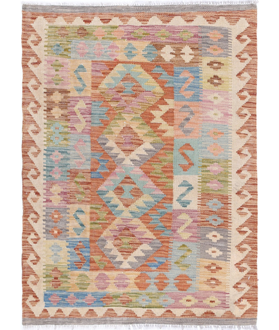 Hand Woven Maimana Kilim Wool Kilim Rug - 2'8'' x 3'7''