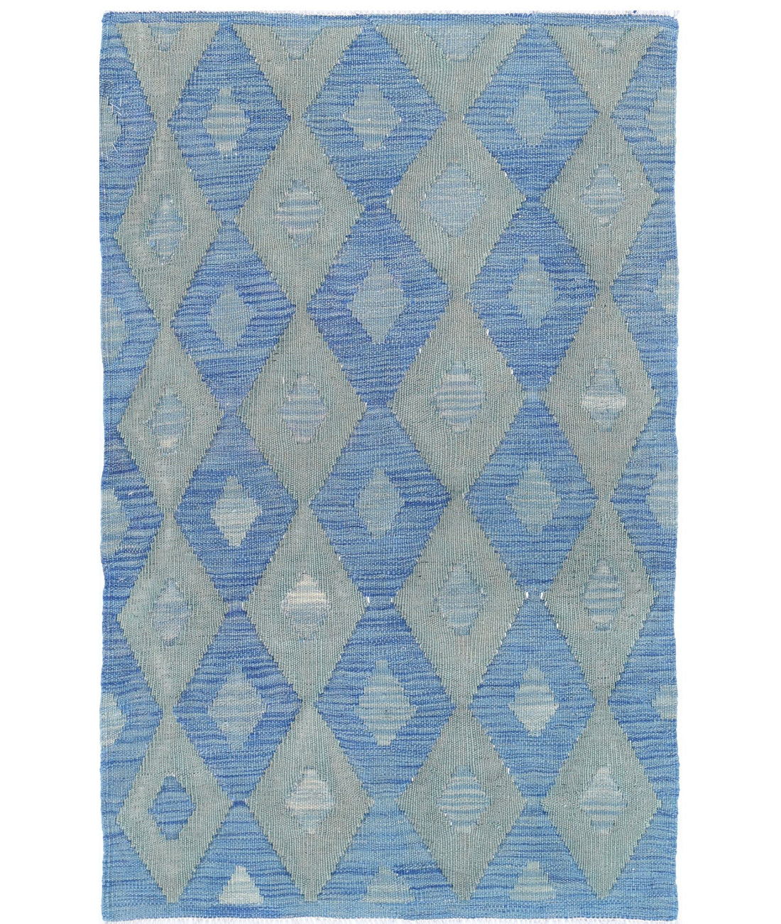 Hand Knotted Maimana Kilim Wool Kilim Rug - 2&#39;6&#39;&#39; x 4&#39;1&#39;&#39; 2&#39;6&#39;&#39; x 4&#39;1&#39;&#39; (75 X 123) / Blue / Blue