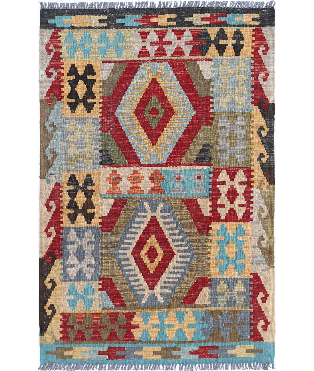 Hand Woven Maimana Kilim Wool Kilim Rug - 2'8'' x 4'2''