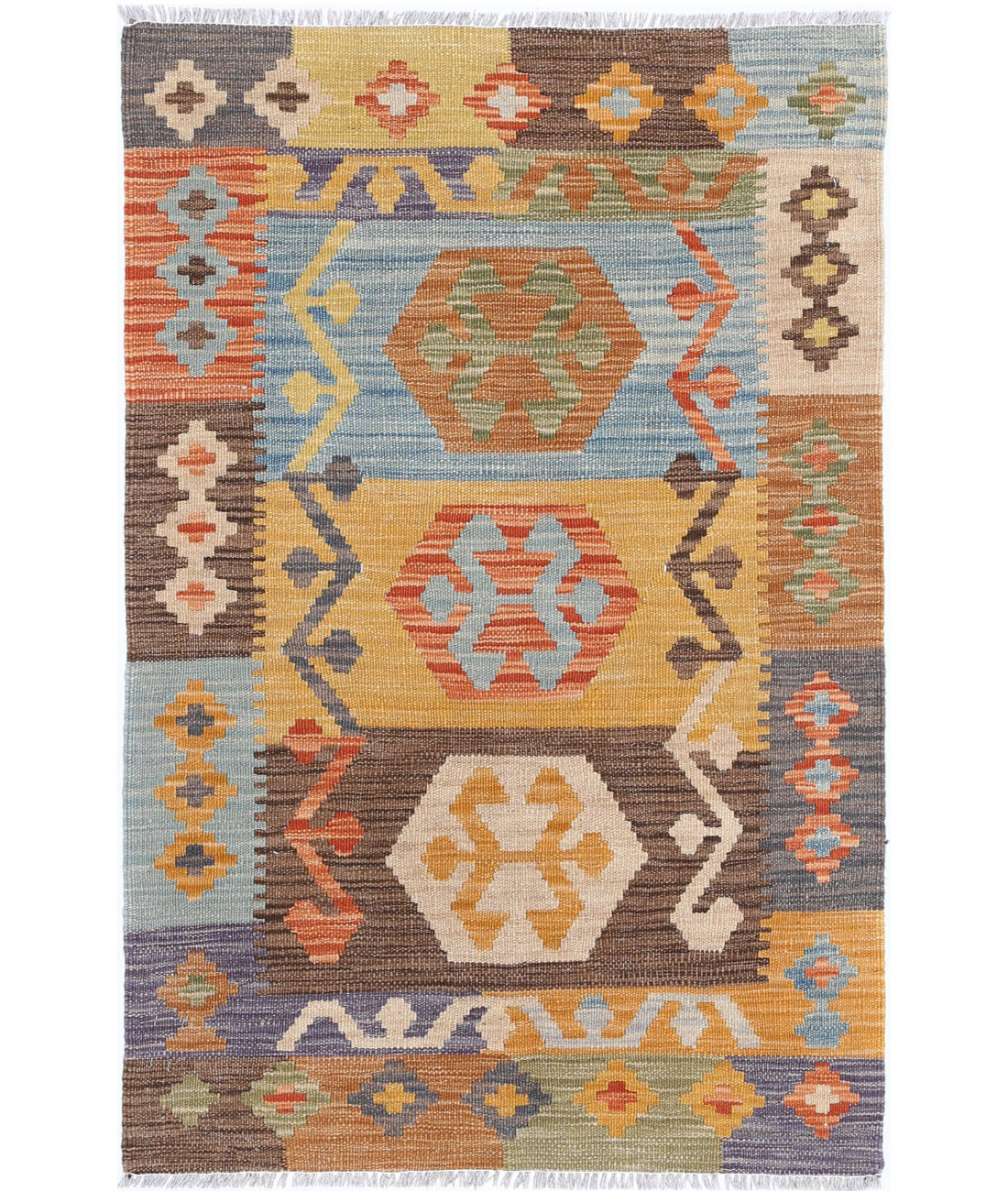 Hand Woven Maimana Kilim Wool Kilim Rug - 2'8'' x 4'1''