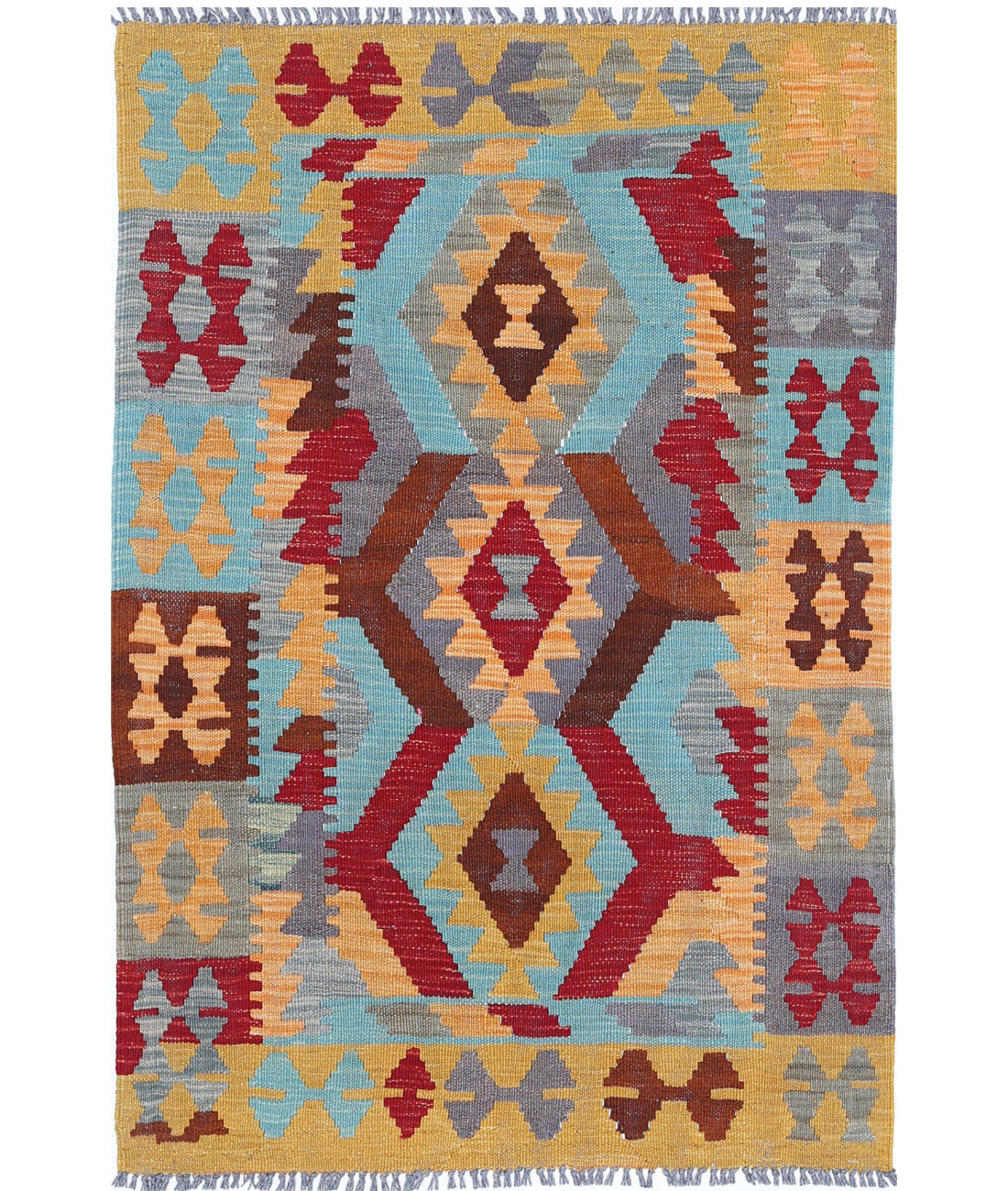 Hand Woven Maimana Kilim Wool Kilim Rug - 2'8'' x 4'0''