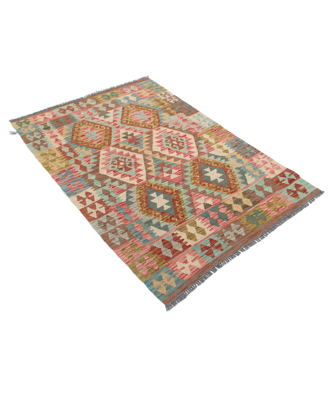 Hand Knotted Maimana Kilim Wool Kilim Rug - 3'3'' x 4'9'' 3'3'' x 4'9'' (98 X 143) / Multi / Multi