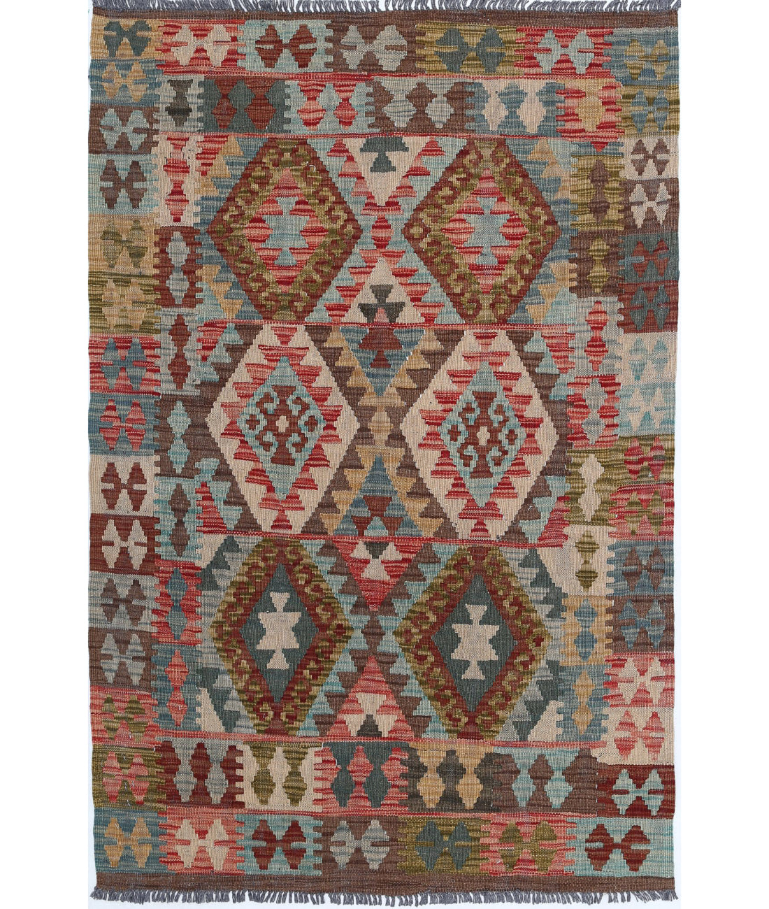 Hand Woven Maimana Kilim Wool Kilim Rug - 3'3'' x 4'9''