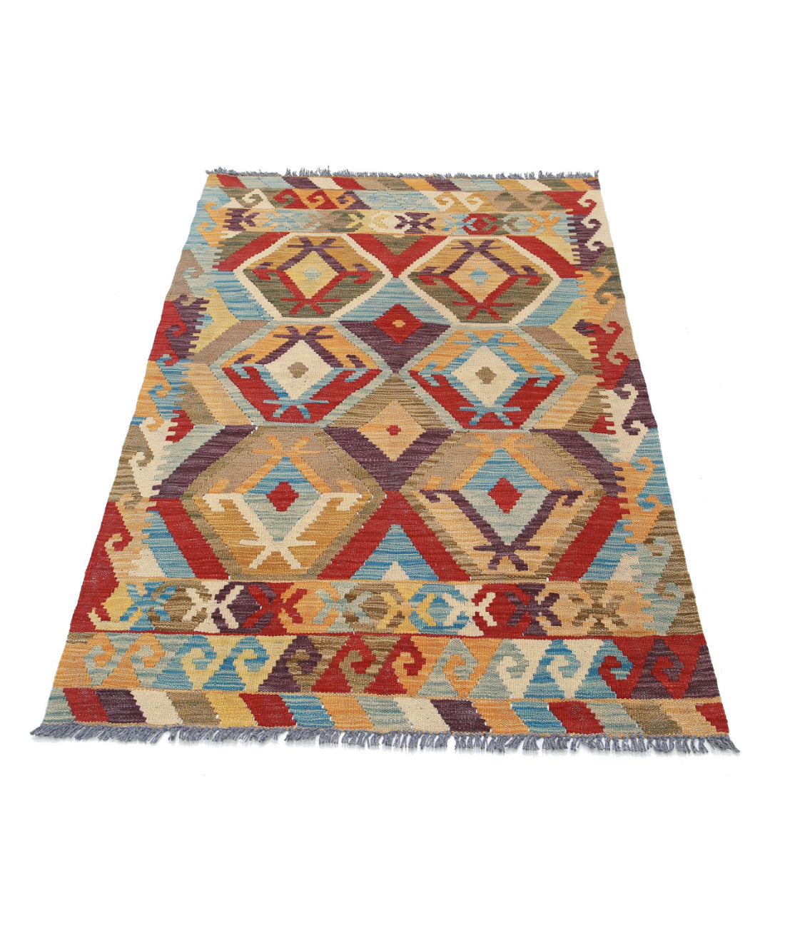 Hand Knotted Maimana Kilim Wool Kilim Rug - 3'2'' x 5'2'' 3'2'' x 5'2'' (95 X 155) / Multi / Multi