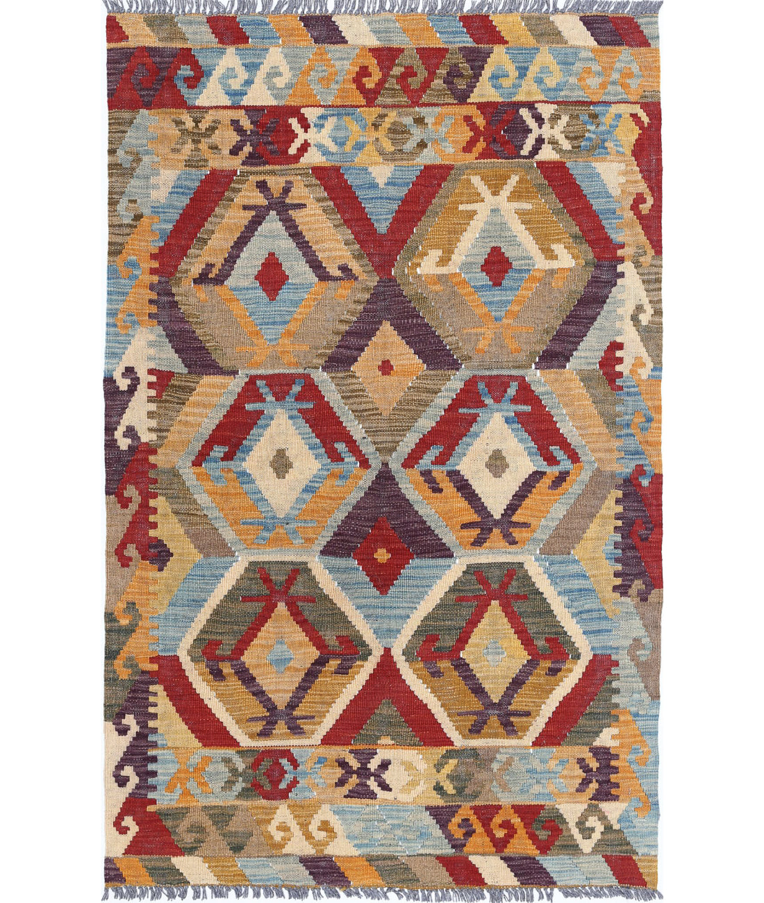 Hand Woven Maimana Kilim Wool Kilim Rug - 3'2'' x 5'2''