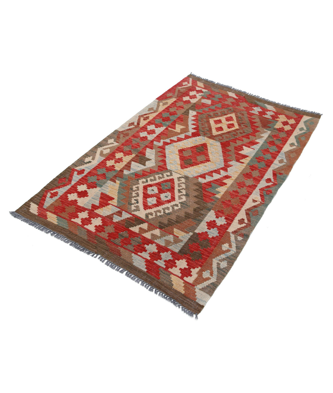Hand Knotted Maimana Kilim Wool Kilim Rug - 3'2'' x 4'10'' 3'2'' x 4'10'' (95 X 145) / Multi / Multi