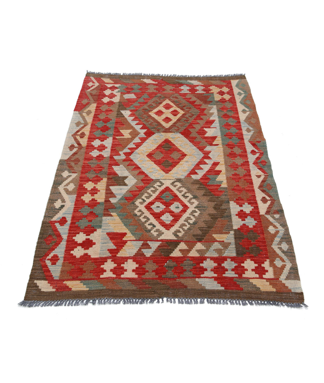 Hand Knotted Maimana Kilim Wool Kilim Rug - 3'2'' x 4'10'' 3'2'' x 4'10'' (95 X 145) / Multi / Multi