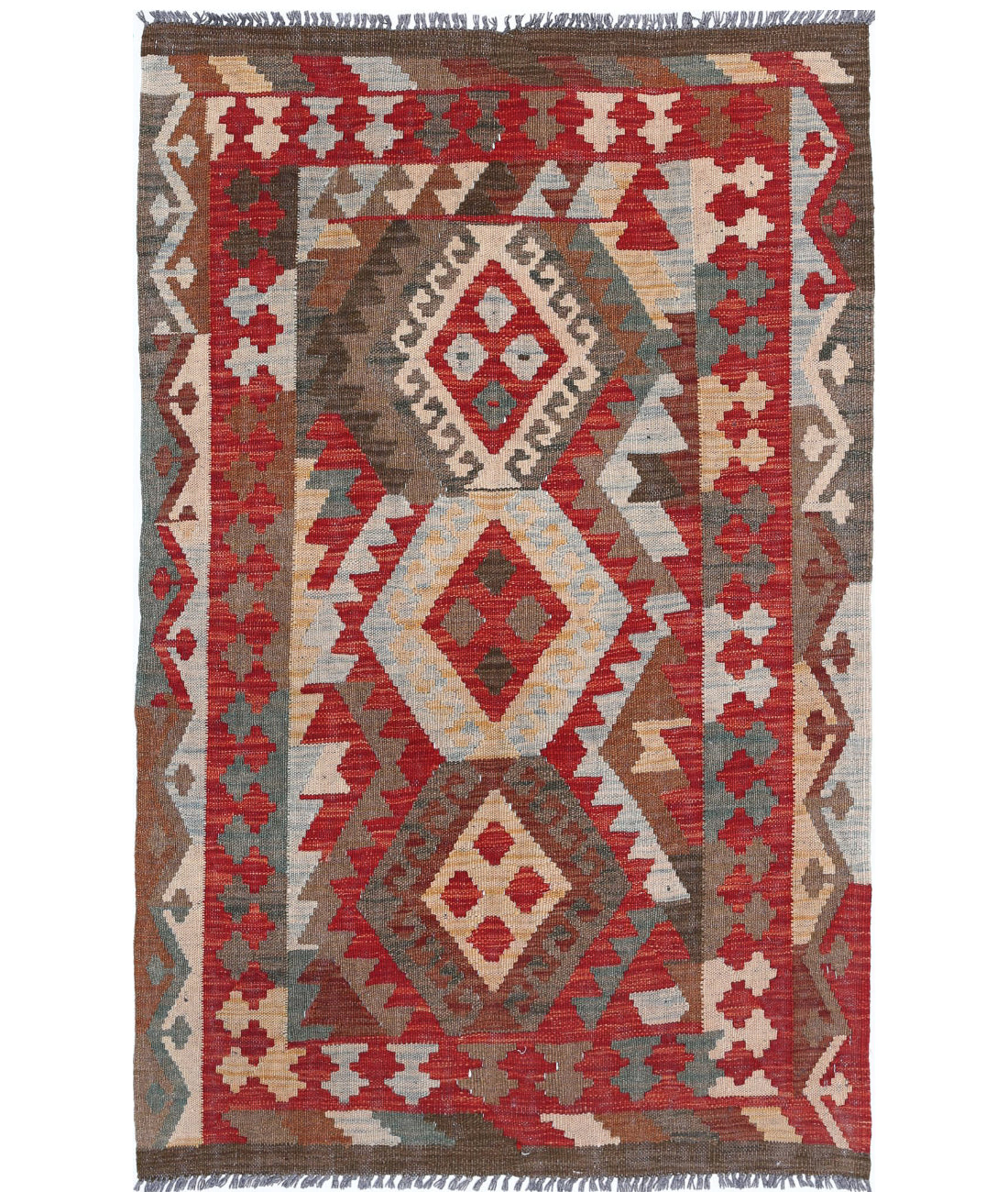 Hand Woven Maimana Kilim Wool Kilim Rug - 3'2'' x 4'10''