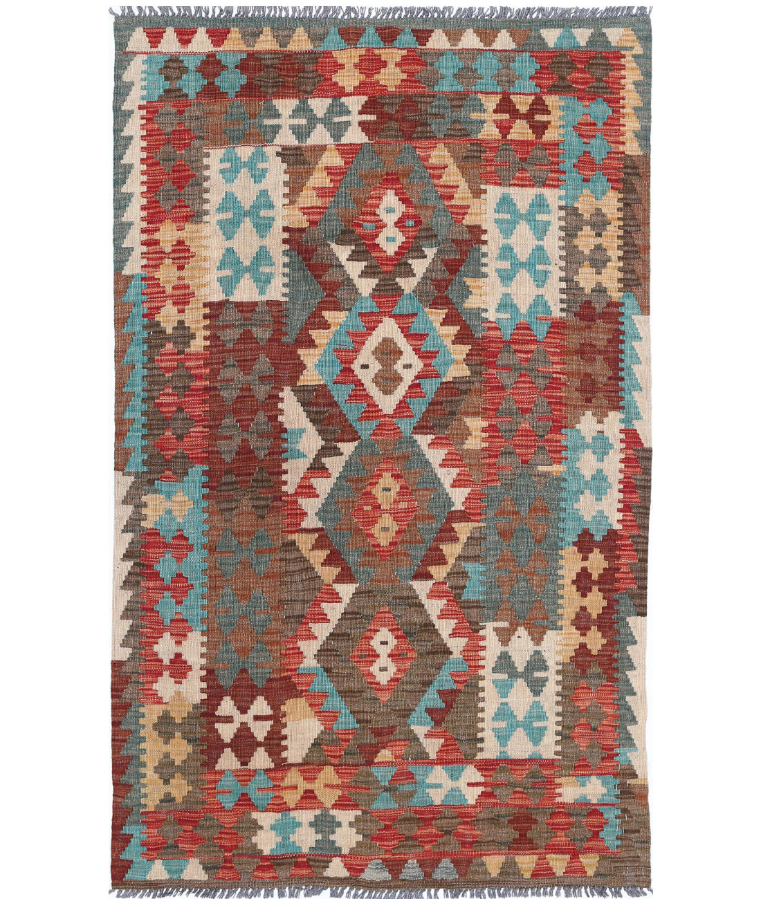 Hand Woven Maimana Kilim Wool Kilim Rug - 3&#39;1&#39;&#39; x 5&#39;1&#39;&#39;