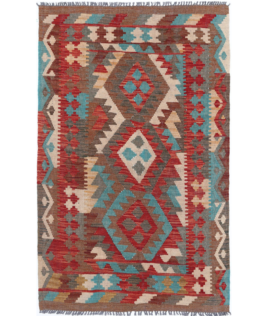 Hand Woven Maimana Kilim Wool Kilim Rug - 3'2'' x 4'10''