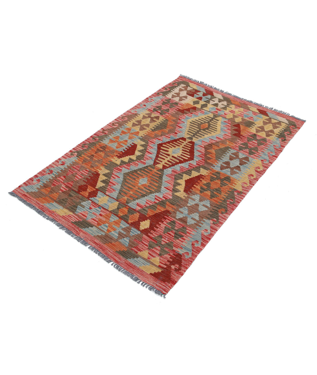 Hand Knotted Maimana Kilim Wool Kilim Rug - 3'2'' x 4'10'' 3'2'' x 4'10'' (95 X 145) / Multi / Multi