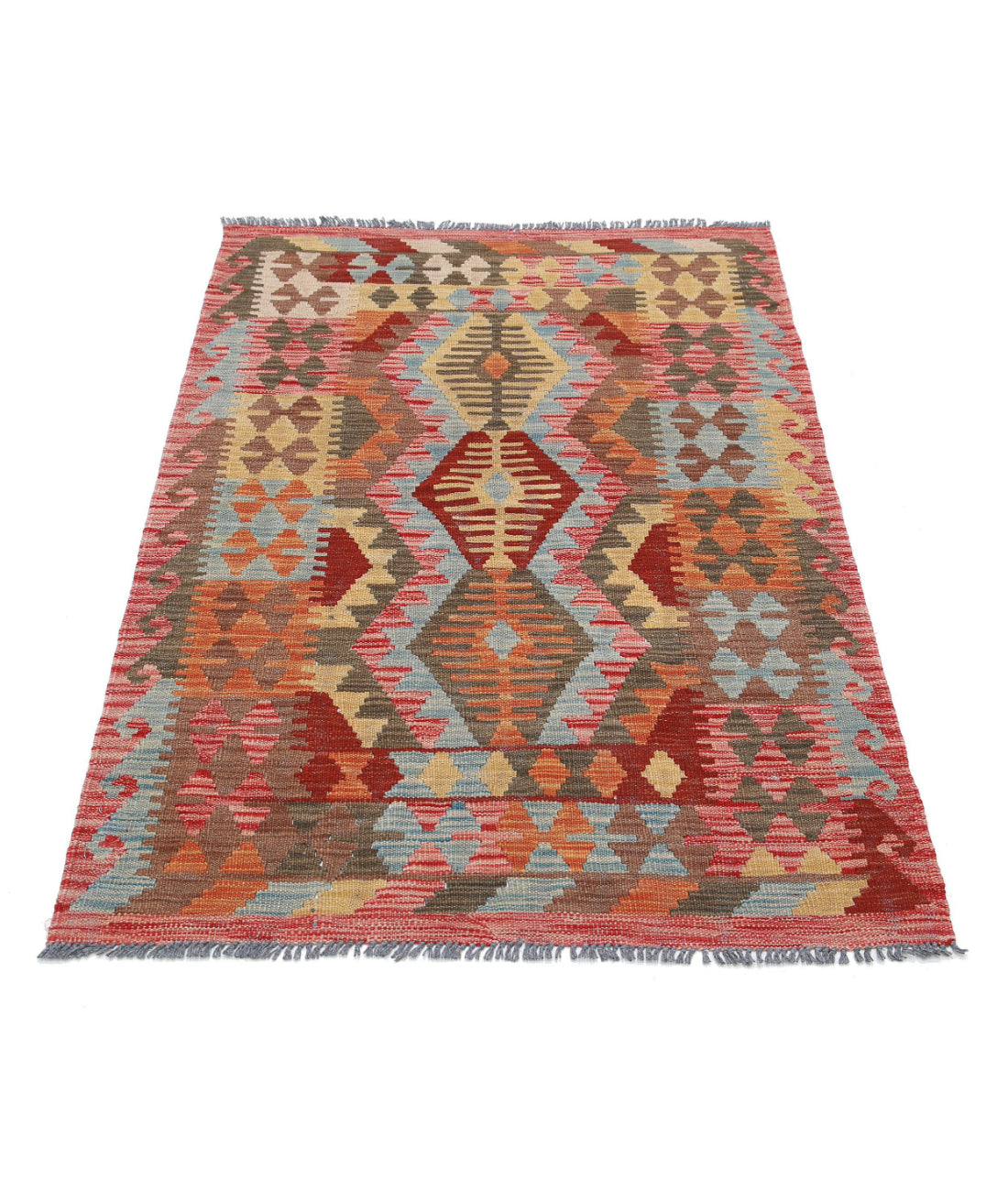 Hand Knotted Maimana Kilim Wool Kilim Rug - 3'2'' x 4'10'' 3'2'' x 4'10'' (95 X 145) / Multi / Multi