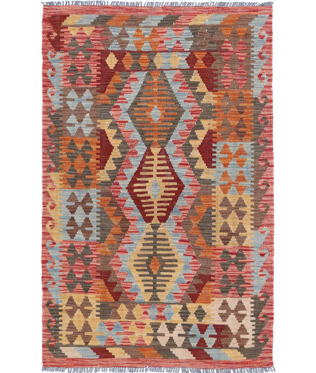 Hand Woven Maimana Kilim Wool Kilim Rug - 3'2'' x 4'10''