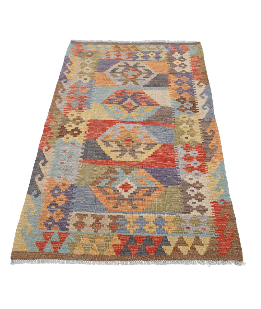 Hand Knotted Maimana Kilim Wool Kilim Rug - 3'1'' x 5'1'' 3'1'' x 5'1'' (93 X 153) / Multi / Multi
