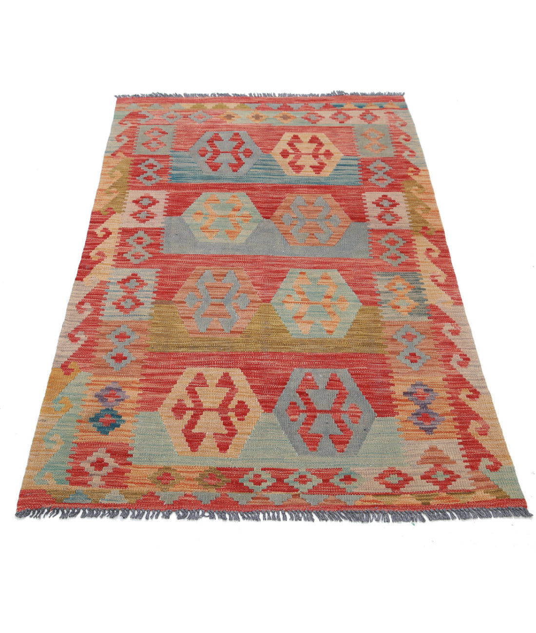Hand Knotted Maimana Kilim Wool Kilim Rug - 3'2'' x 5'3'' 3'2'' x 5'3'' (95 X 158) / Multi / Multi