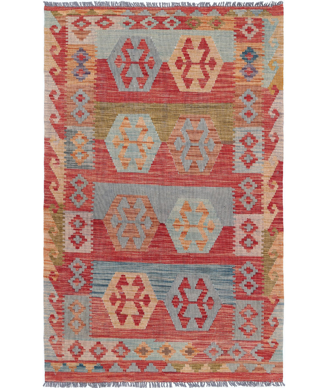 Hand Woven Maimana Kilim Wool Kilim Rug - 3'2'' x 5'3''