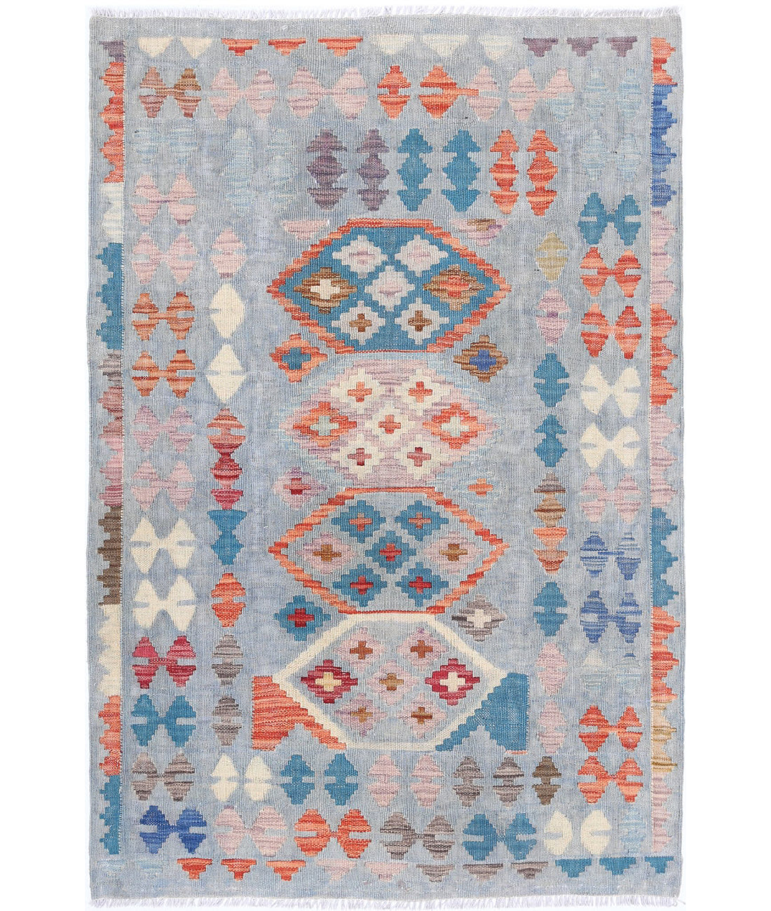 Hand Knotted Maimana Kilim Wool Kilim Rug - 3'4'' x 4'10'' 3'4'' x 4'10'' (100 X 145) / Multi / Multi