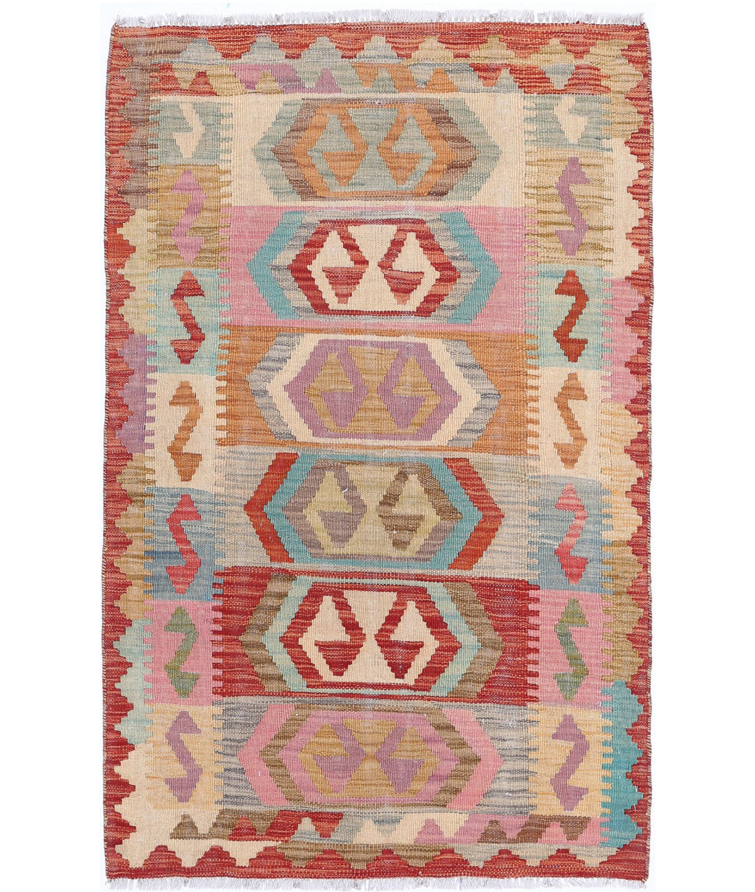 Hand Woven Maimana Kilim Wool Kilim Rug - 2'8'' x 4'2''