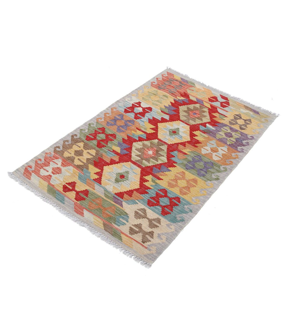 Hand Knotted Maimana Kilim Wool Kilim Rug - 2'8'' x 4'1'' 2'8'' x 4'1'' (80 X 123) / Multi / Multi