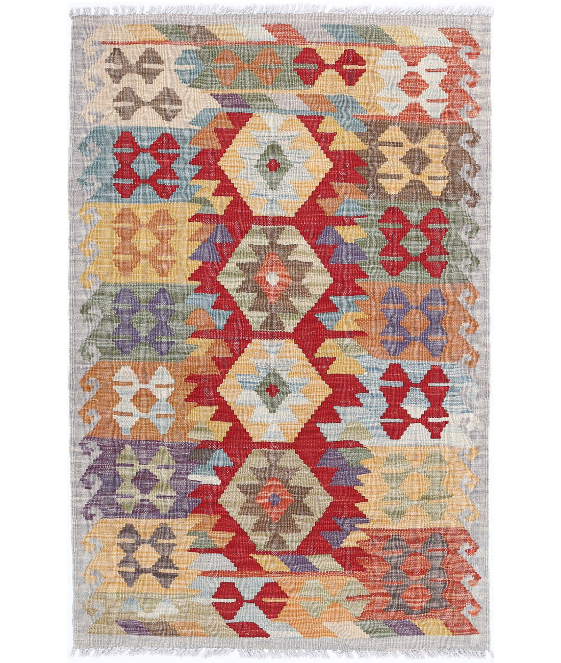 Hand Woven Maimana Kilim Wool Kilim Rug - 2'8'' x 4'1''