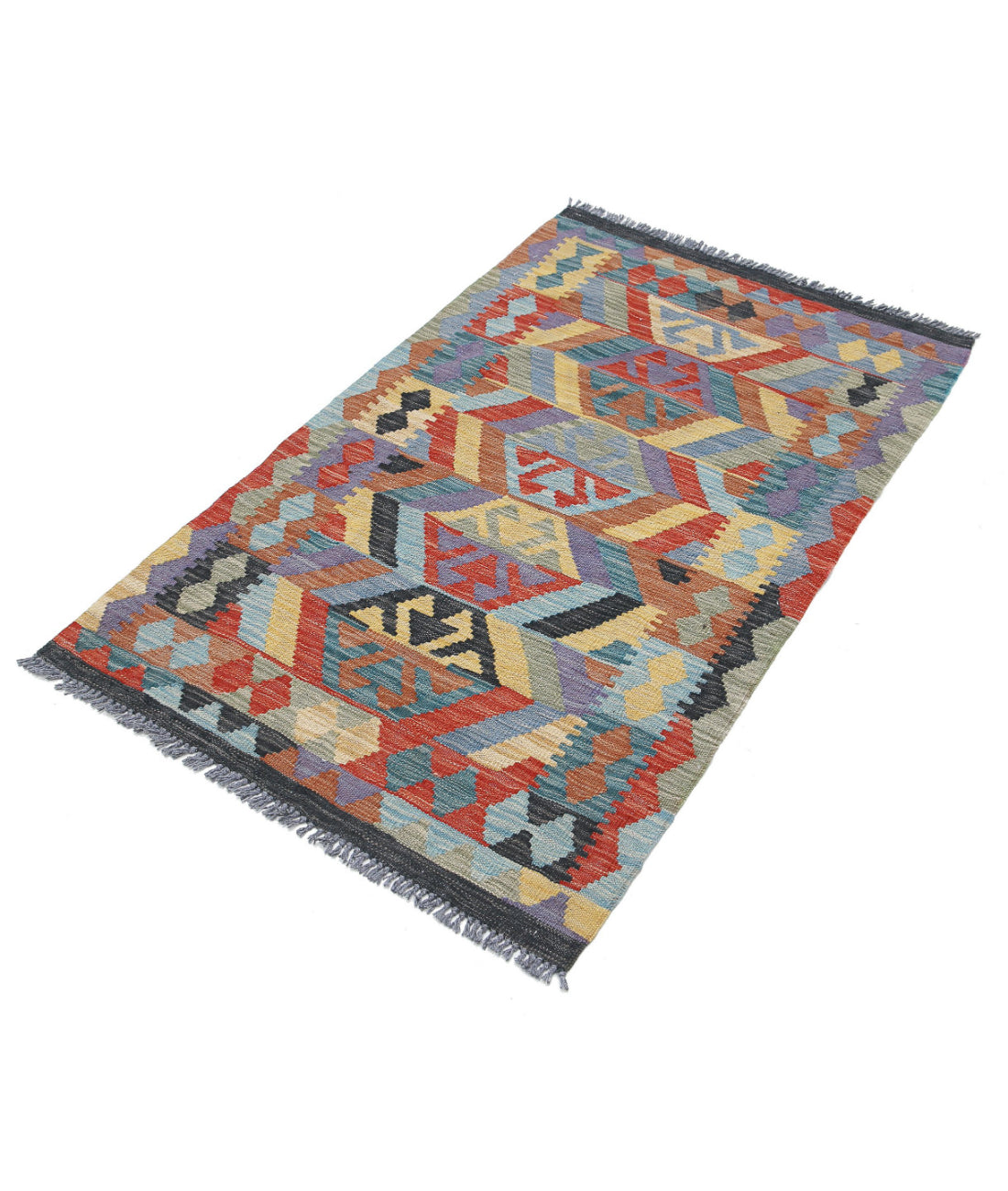 Hand Knotted Maimana Kilim Wool Kilim Rug - 2'6'' x 4'2'' 2'6'' x 4'2'' (75 X 125) / Multi / Multi