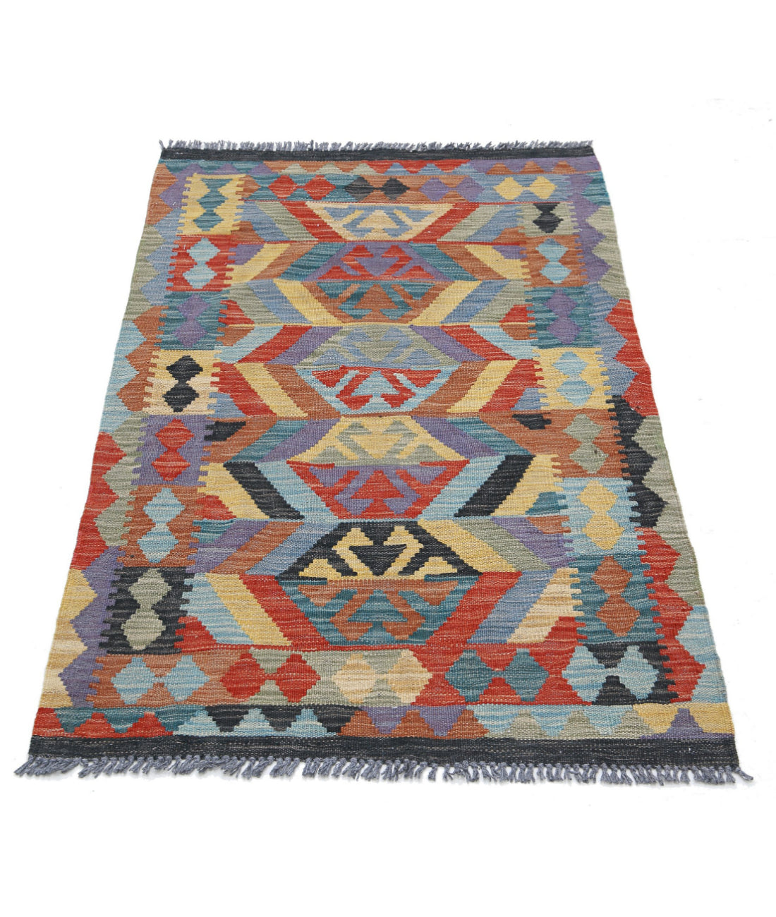 Hand Knotted Maimana Kilim Wool Kilim Rug - 2'6'' x 4'2'' 2'6'' x 4'2'' (75 X 125) / Multi / Multi