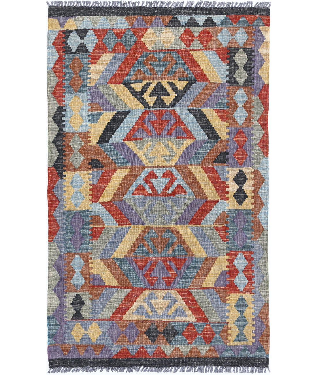 Hand Woven Maimana Kilim Wool Kilim Rug - 2'6'' x 4'2''