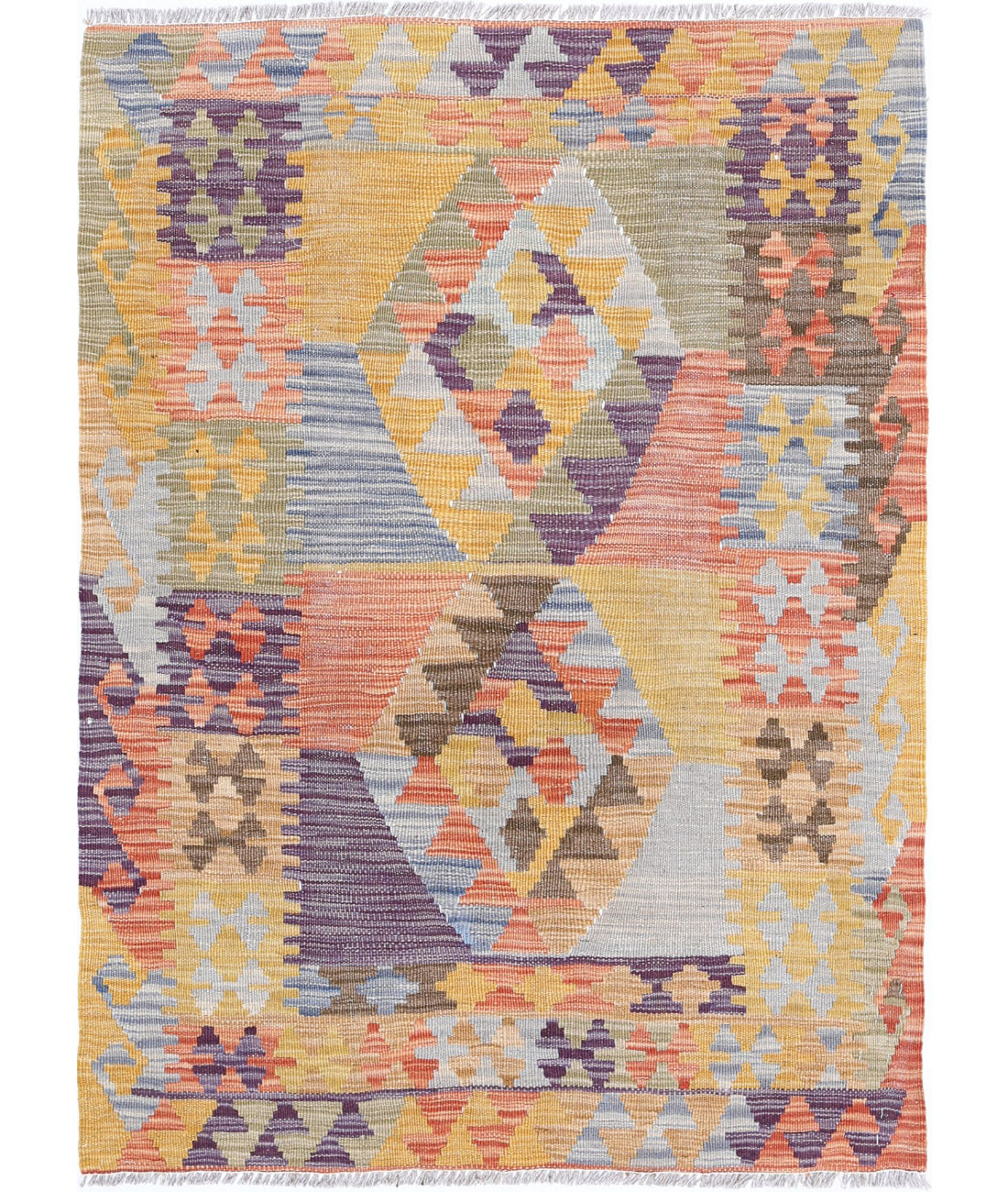 Hand Woven Maimana Kilim Wool Kilim Rug - 2'8'' x 3'10''