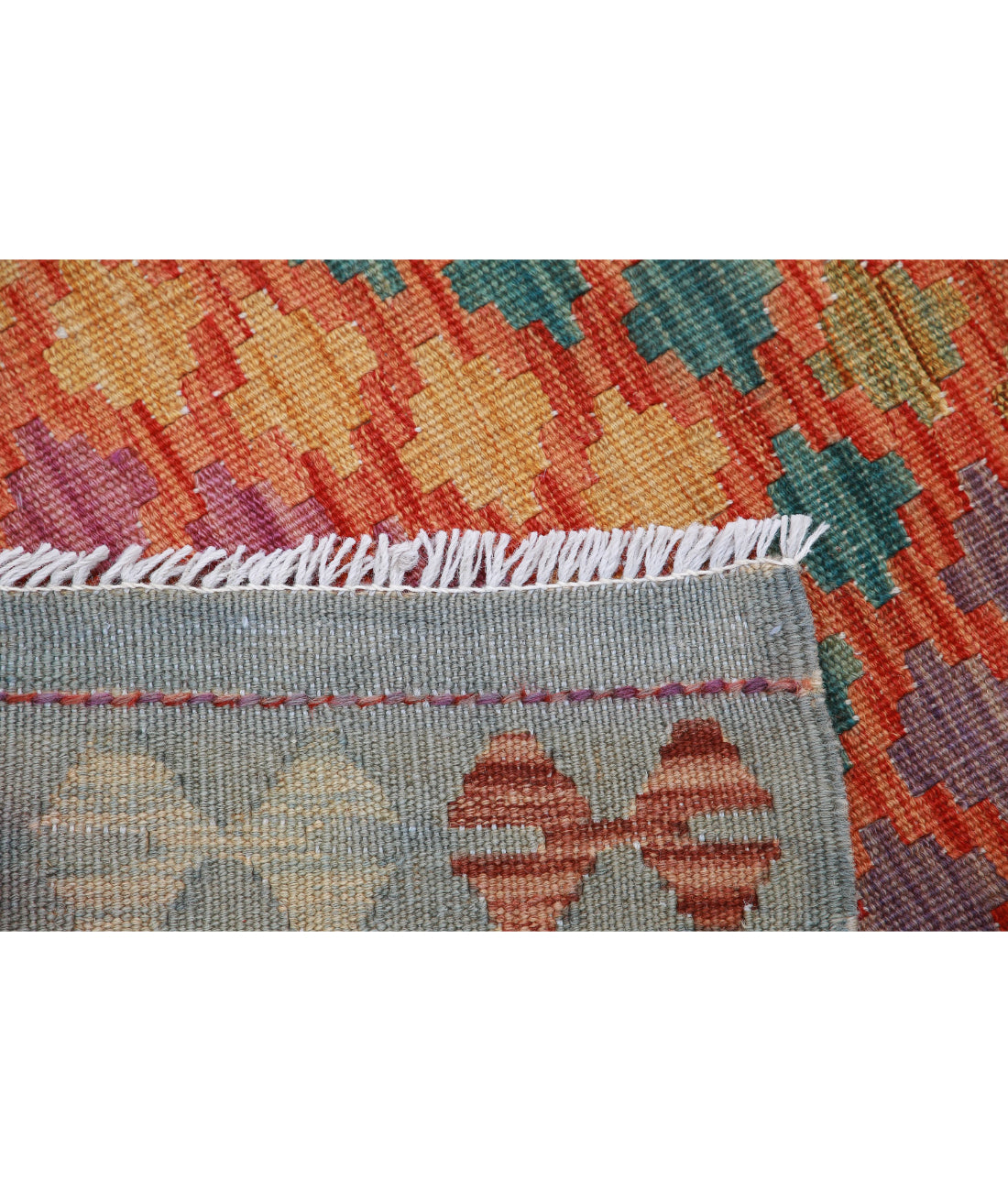Hand Knotted Maimana Kilim Wool Kilim Rug - 2'6'' x 4'1'' 2'6'' x 4'1'' (75 X 123) / Red / Grey