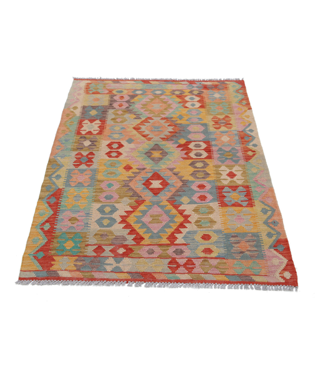Hand Knotted Maimana Kilim Wool Kilim Rug - 3'4'' x 4'10'' 3'4'' x 4'10'' (100 X 145) / Multi / Multi