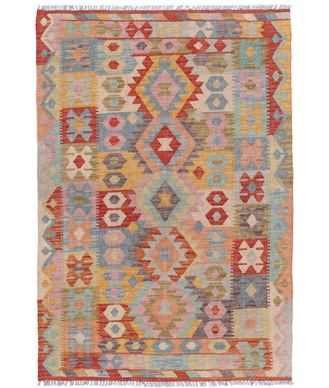 Hand Woven Maimana Kilim Wool Kilim Rug - 3'4'' x 4'10''