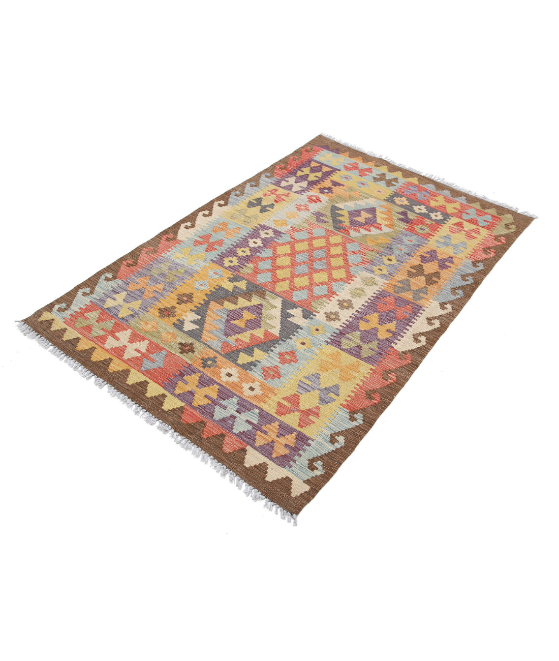 Hand Knotted Maimana Kilim Wool Kilim Rug - 3'4'' x 5'0'' 3'4'' x 5'0'' (100 X 150) / Multi / Multi