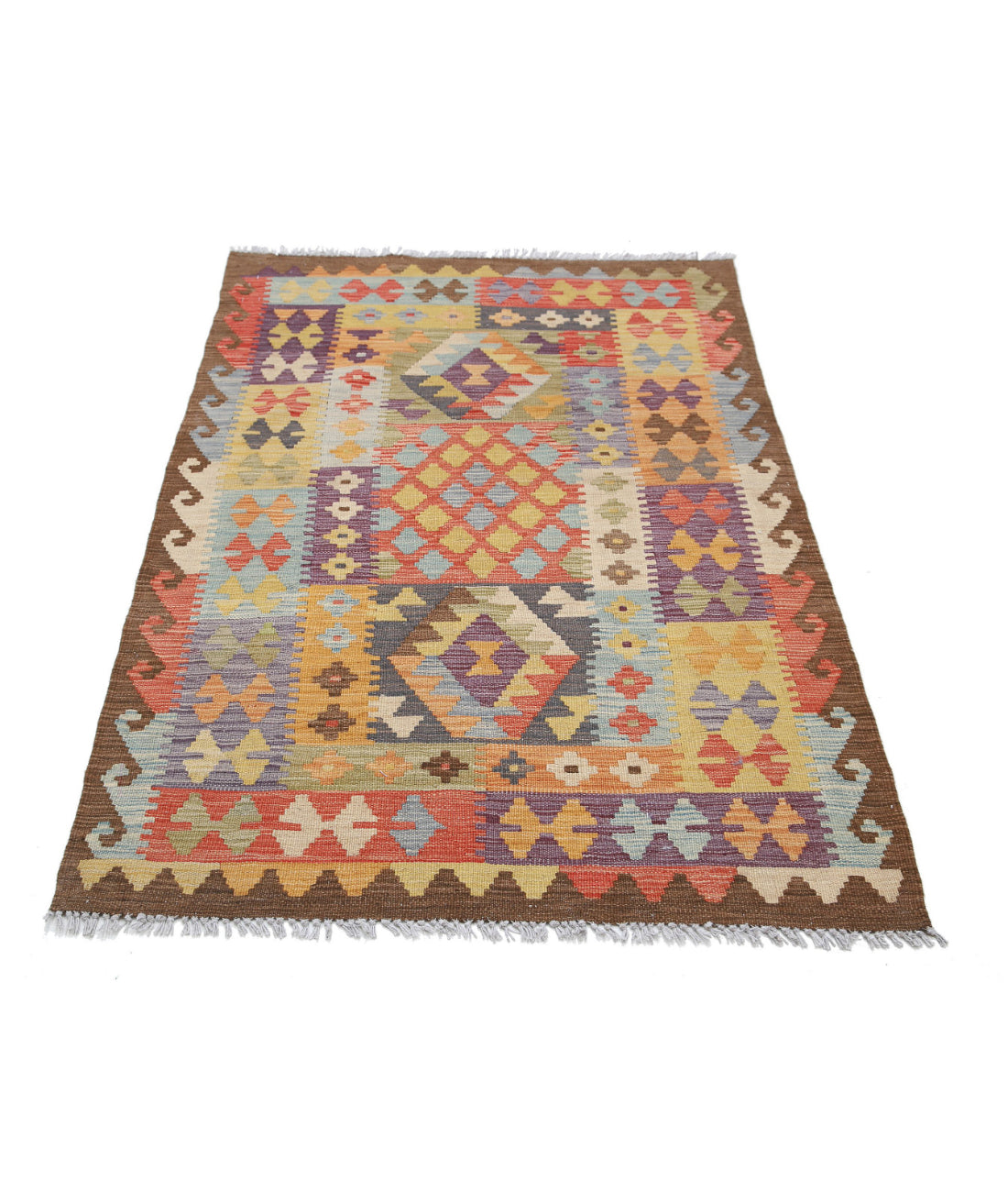 Hand Knotted Maimana Kilim Wool Kilim Rug - 3'4'' x 5'0'' 3'4'' x 5'0'' (100 X 150) / Multi / Multi