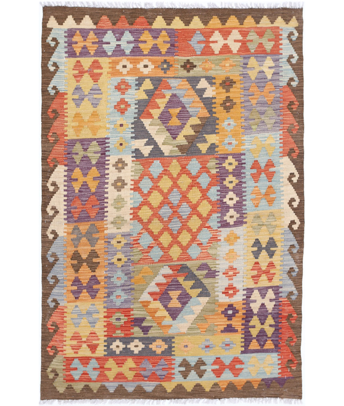 Hand Woven Maimana Kilim Wool Kilim Rug - 3'4'' x 5'0''
