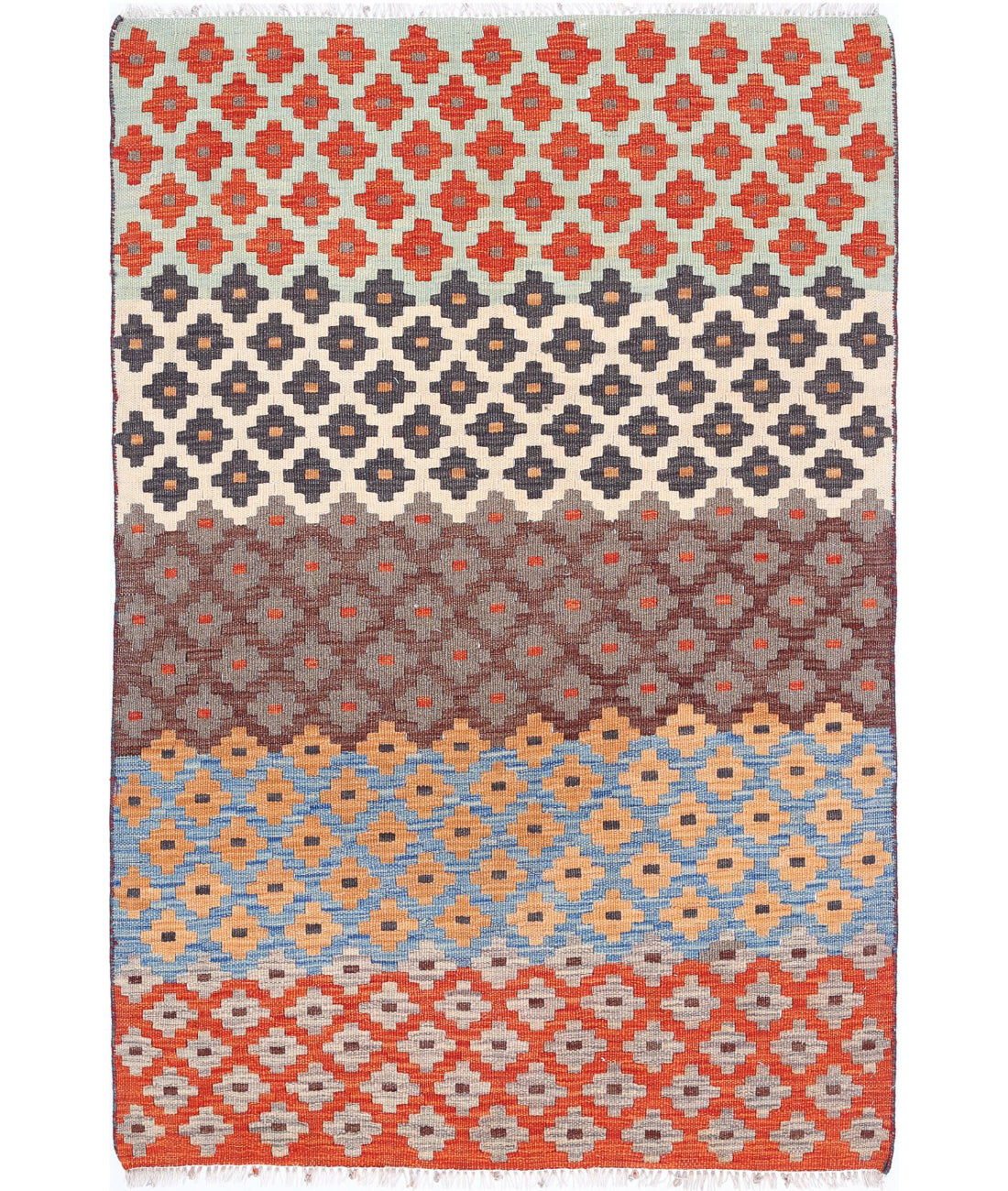 Hand Woven Maimana Kilim Wool Kilim Rug - 3'1'' x 4'8''