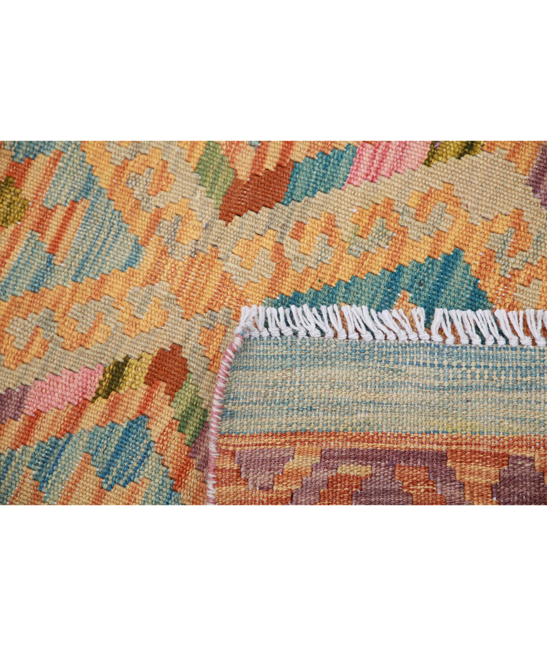 Hand Knotted Maimana Kilim Wool Kilim Rug - 3'3'' x 4'11'' 3'3'' x 4'11'' (98 X 148) / Blue / Blue