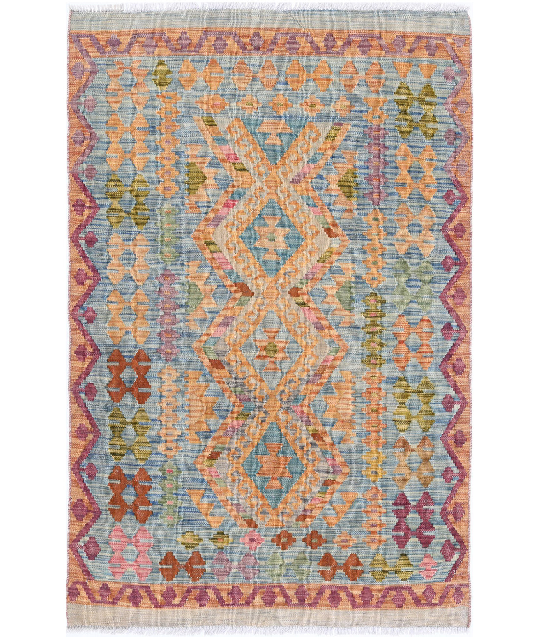 Hand Woven Maimana Kilim Wool Kilim Rug - 3'3'' x 4'11''