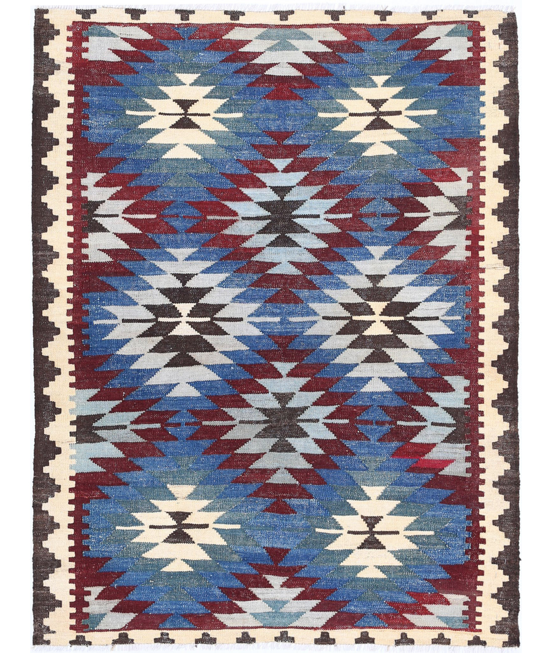 Hand Woven Maimana Kilim Wool Kilim Rug - 3'5'' x 4'6''